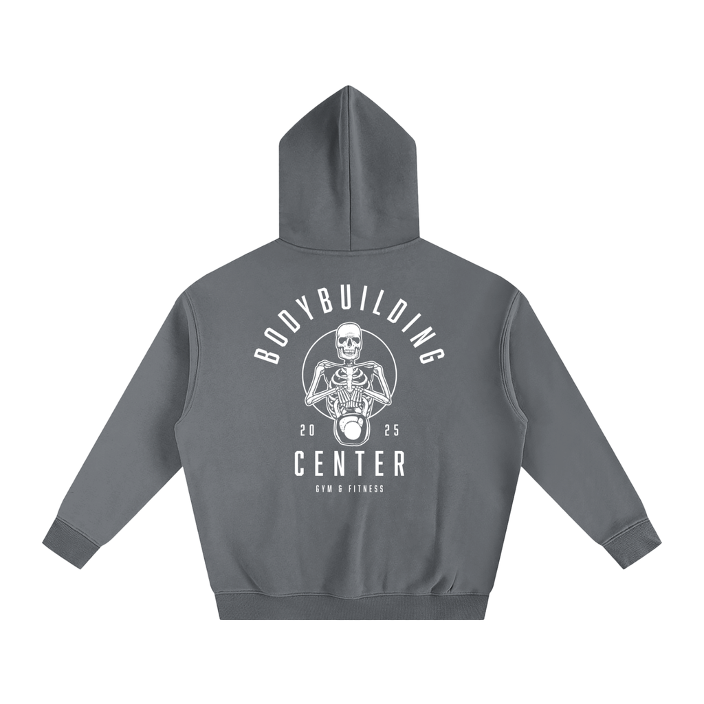 Bodybuilding Center Skeleton holding Kettle Ball