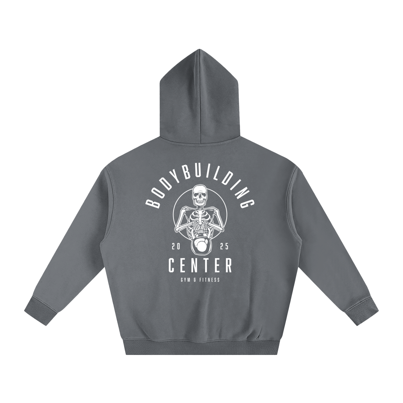 Bodybuilding Center Skeleton holding Kettle Ball