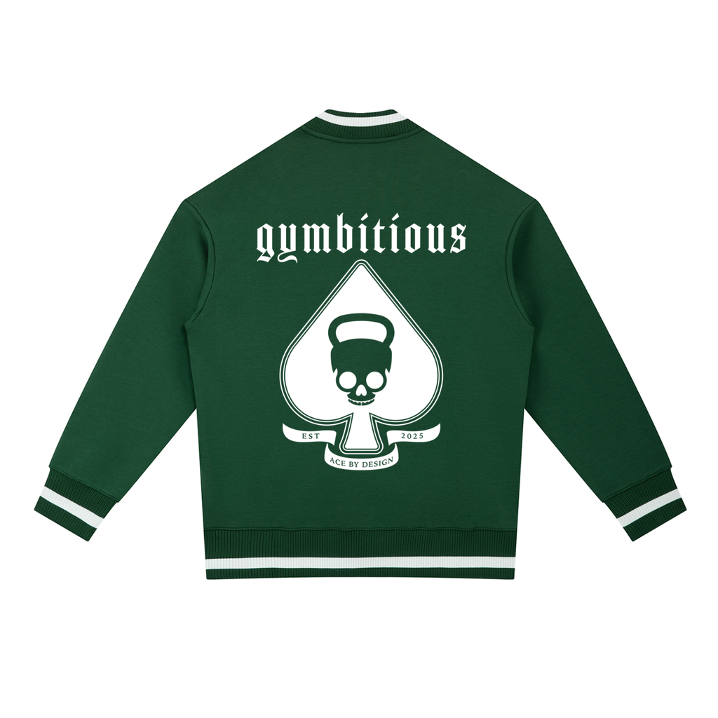 GYMBITIOUS ACE VARSITY BOMBER JACKET