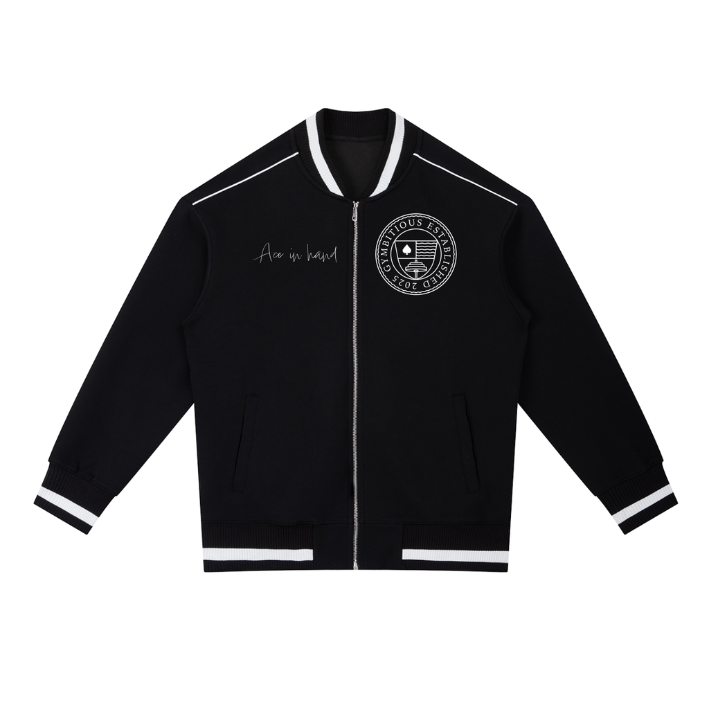 GYMBITIOUS ACE VARSITY BOMBER JACKET
