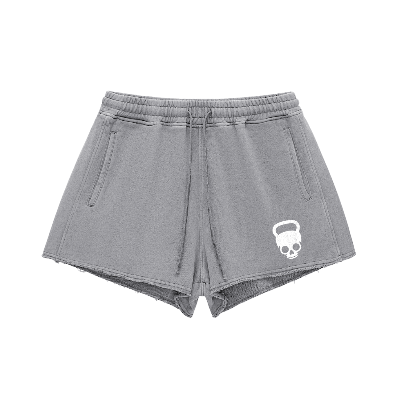 Gymbitious Destressed Snow Washed Raw Edge Drawstring Shorts