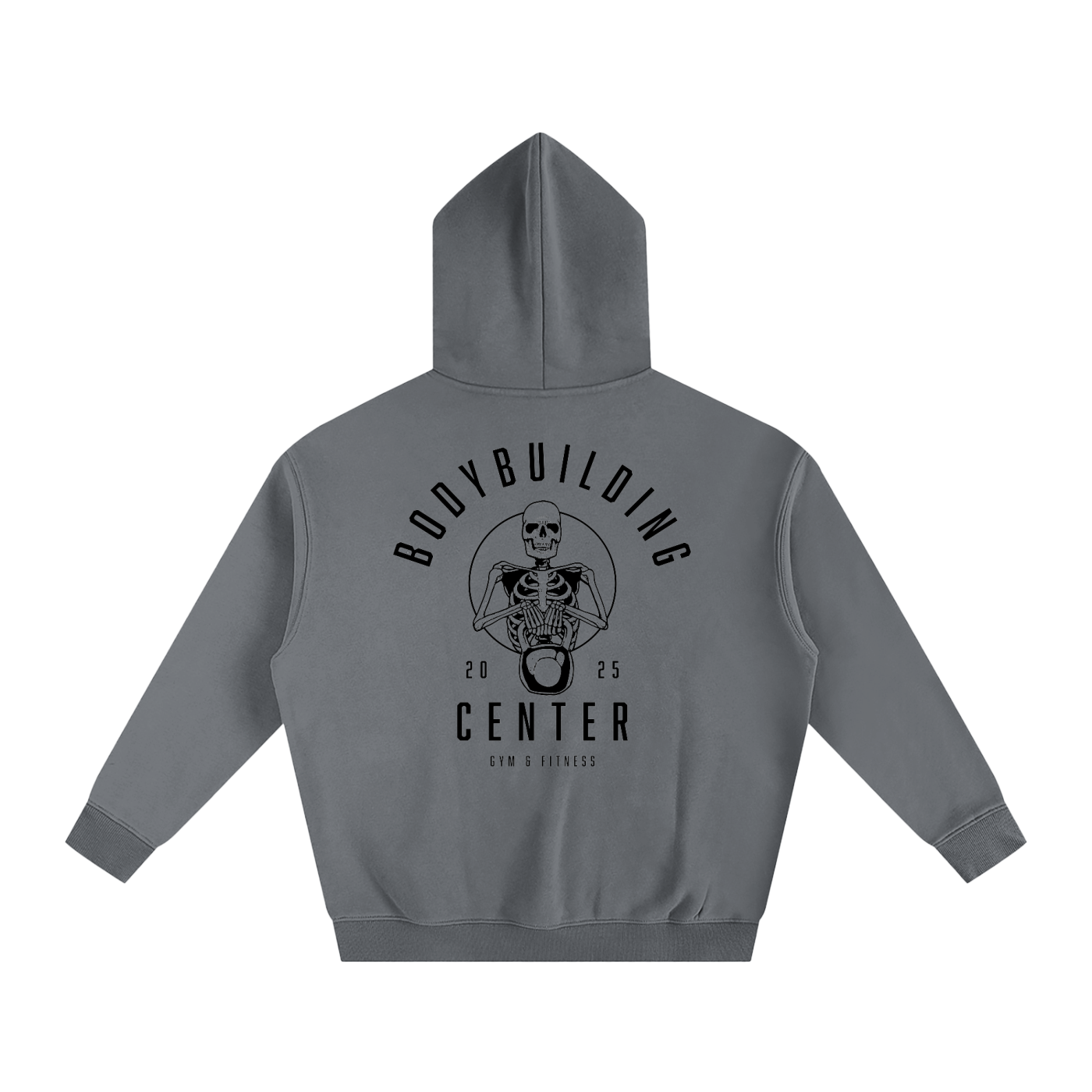 Bodybuilding Center Skeleton holding Kettle Ball