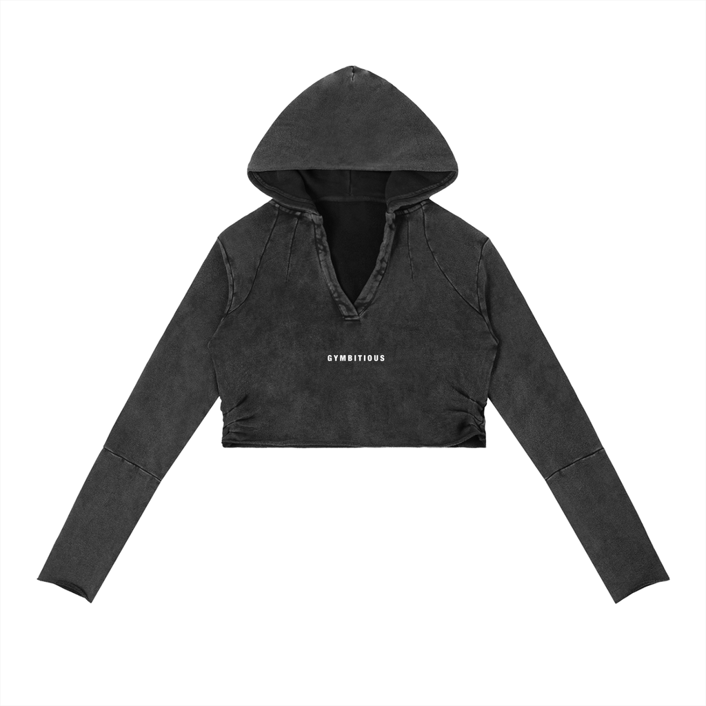 Gymbitious Branded Women's Vintage Washed Raw Edge Hoodie