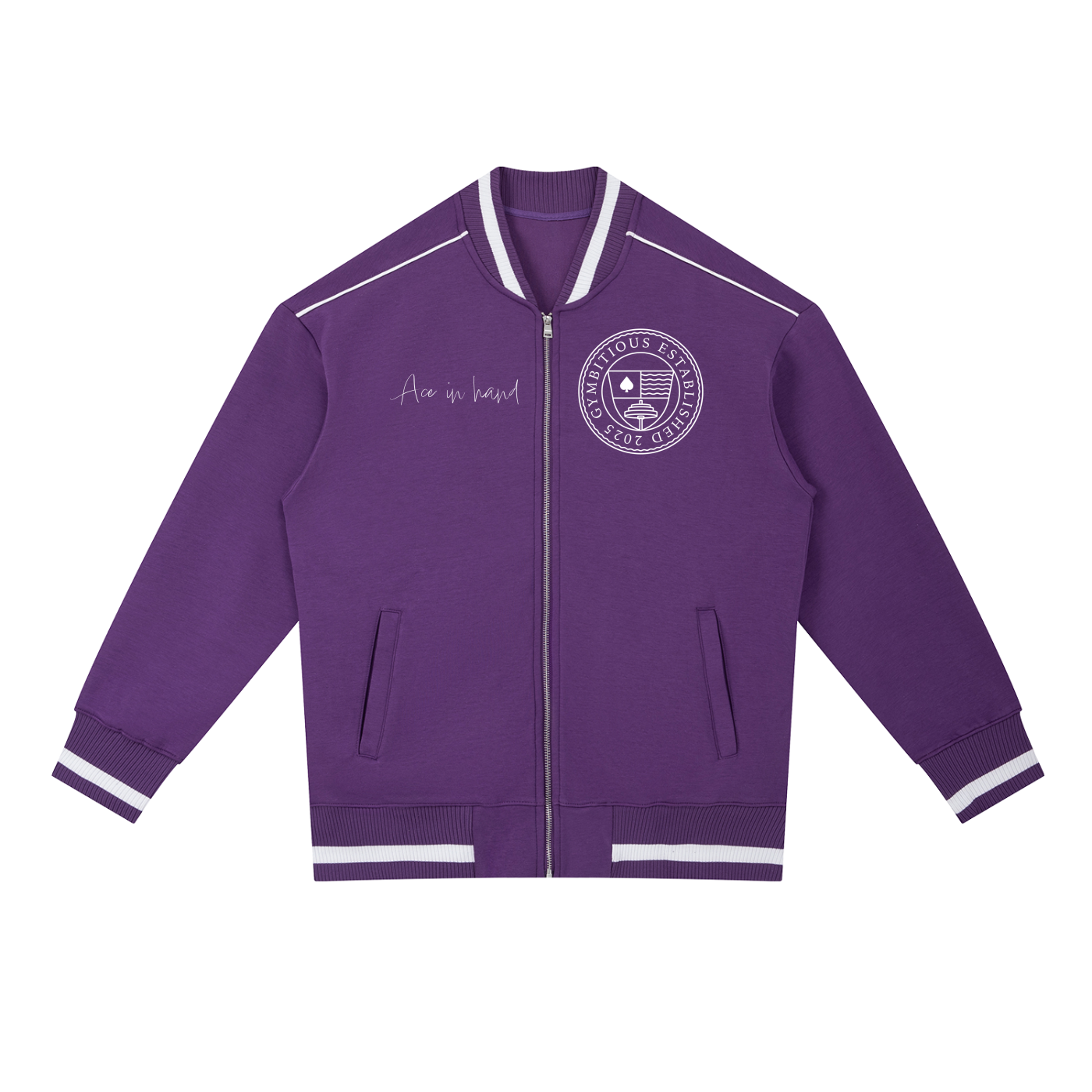 GYMBITIOUS ACE VARSITY BOMBER JACKET