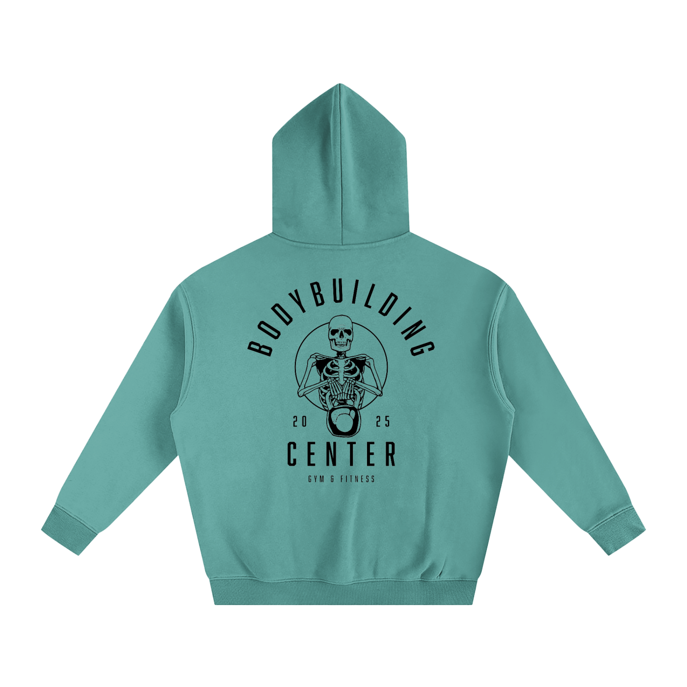 Bodybuilding Center Skeleton holding Kettle Ball