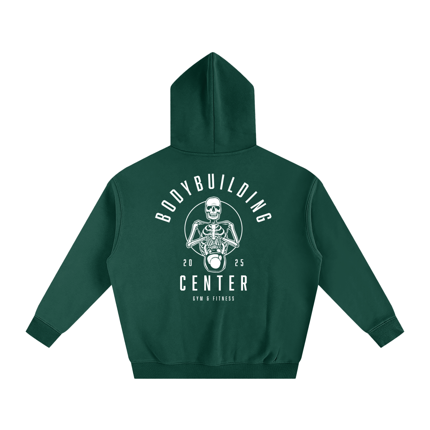 Bodybuilding Center Skeleton holding Kettle Ball